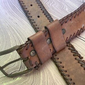 Vintage Leather Belt Boho Worn